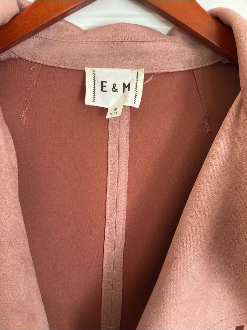 E&M Dusty Rose Drape Suede Moto Jacket, Size Small - Picture 3 of 9